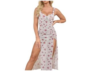 Générique Lingerie Sexy Donna Una Lunga Camicia da Notte Spacco sul retro con stampe seducenti per le Donne europee e americane A Lingerie