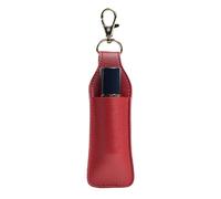 Générique Lip Balm Holder Sleeve - Small Leather Lip Cream Pouch Keyring, Leather Lipstick Keychain, Portable Lipstick Holder Pouch Fits More Standard Round and Square Tube Lipsticks, Lip Gloss, rosso