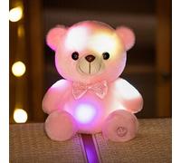 Générique Luce che cambia l'orso con il fiocco di farfalla in peluche,Peluche LED per le ragazze soggiorno soggiorno soggiorno (rosa)