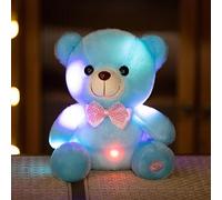 Générique Luce che cambia l'orso con il fiocco di farfalla in peluche,Peluche LED per le ragazze soggiorno soggiorno soggiorno (blu)