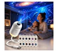 Générique Luce notturna proiettore Galassia 2 in 1 olografica 5D Plug and Play HD Star Smart Dynamic Soffitto Proiettori Lampada 360° Space Starry Sky USB Proiezione (con 24 film)(con 12 film)