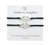 Générique Madre e figlia mappa braccialetto cuore cera filo intrecciato bracciale coppie regolabile gioielli genitore bambino regolabile regalo festa della mamma placcato scelta anelli, Taglia unica