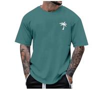Générique Maglietta da uomo estiva a maniche corte con scollo rotondo stampato albero, design piccolo leggero e moderno, per un guardaroba essenziale, verde, S