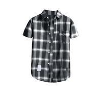 Générique Magliette da uomo nere in cotone da uomo, camicia a quadretti, maniche corte, cardigan da uomo a righe, Le Noir, XL