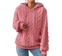 Générique Maglione da donna con scollo a V in cashmere cappotto corto da donna chic ed elegante inverno caldo cappotti tinta unita multiuso con cappuccio di grandi dimensioni jacquard felpa spessa