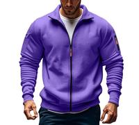 Générique Maglione di colore crema uomo con cappuccio a maniche lunghe e cerniera da uomo, stile casual e alla moda, felpa con cappuccio bianco per uomo, viola., XXL