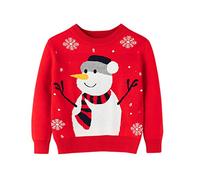 Générique Maglione di Natale Bambino Stampa ragazzi Giovani Cartone animato Maglia Teen Maglieria Ragazze Maglione di Natale Bambino Ragazze Top (Red,5-6 Anni)