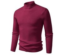 Générique Maglione Uomo Dolcevita Maglia Sottile Morbido Inverno Casual Giovane Maglione Maglia Leggera Elegante Gilet Lana Casual Felpa Maglia Maglia Urbano Alto Seconda Pelle Moda, Vino, XL