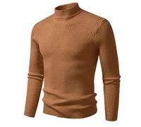 Générique Maglione Uomo Dolcevita Maglia Sottile Morbido Inverno Casual Giovane Maglione Maglia Leggera Elegante Gilet Lana Casual Felpa Maglia Maglia Urbano Alto Seconda Pelle Moda, marrone, XL