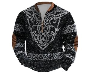 Générique Maglione Uomo Oversize Vichingo Nordico Sweatshirt Imbottito in Pile per Uomini Maglione Girocollo Mitologia Nordica Hoodie senza Cappuccio Maglieria Spessa Maglioni Inverno Caldo Motivo