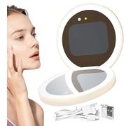 Générique Makeup Mirror | Ricaricabile Tabletop LED Vanity Mirrorr with Adjustable Stand | Stepless Dimming Lights Two-Sided 2X Magnifying for Bathroom Versatile Styling Car Travel Home