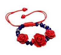 Générique Mamie Et Message Gioielli da donna, con rosa rossa, cordino rosso e perline blu. Scelta Bracciale Luna In Braccialetto, 17, Plastica, Nessuna pietra preziosa