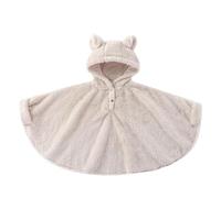 Générique Mantello avvolgente confortevole per bambini antivento caldo ideale per tutte le stagioni da 1 a 8 anni con cappuccio orecchie elegante cappotto morbido autunno inverno, bianco, 5-6 ans