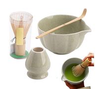 Générique Matcha Making Set, Tea Tools, Ceramic Bowl with Spout Whisk Scoop Holder with 4-Piece Kit, Matcha Prep for Kitchen Brewing, Ceremony Use, Home Serving, Daily Ritual, Natural Style