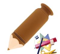 Générique Matita Shaped Pencil Case, Ampia Capacity Waterproof Silicone Organizer, Fun Marker Supplies Storage, Zippered Stationery Case for Kids and Adults, 7,87 x 2,64 x 2,64 pollici, marrone, Se