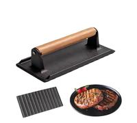 Générique Meat Press - Legno Handle Iron Cookware for Even Cooking, non Stick Smash Burger Grill with Heavy Duty Design, Multi Purpose Press for Tortilla Griddle Meal Prep Kitchen Grilling BBQ