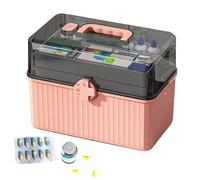 Générique Medicine Box, 3 strati Clear Storage Box, Medical Supply Organizer, Large Capacity with Handle, Easy Access Compartmentalized Container, Ideal for Home, and Travel Use