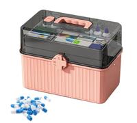 Générique Medicine Box Organizer Storage, 3 strati di grande capacità, Clear Medical Supply Box Handle for Home, Camping, Traveling, 11,81 x 7,87 x 7,09 pollici