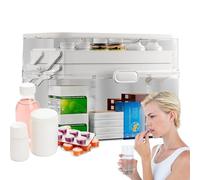 Générique Medicine Storage Box - Medicine Organiser | 3 Compartments Family Emerrgency Kit Cabinet for Home School Travel Use Medication Case with Removable Trays