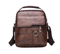 Générique Men's Messenger Bag, Retro Portable Shoulder Bag, PU Leather Adjustable Straps, Large Capacity Design, Ideal for Work and Travel, 22x6x26 cm/8.66x2.36x10.24 inch, marrone scuro, Se référer