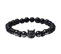 Générique Messaggio Regalo Gioielli Charm Testa di Lupo Con Perline Rotonde Bracciale Occhio Naturale Braccialetto Perline Per Braccialetto Perline Piccolo 8 Anelli, A, Pietra, Nessuna pietra preziosa