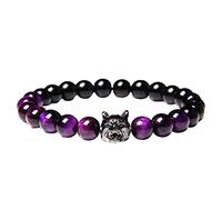 Générique Messaggio Regalo Gioielli Charm Testa di Lupo Con Perline Rotonde Bracciale Occhio Naturale Braccialetto Perline Per Braccialetto Perline Piccolo 8 Anelli, A, Pietra, Nessuna pietra preziosa