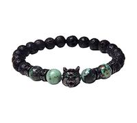 Générique Messaggio Regalo Gioielli Charm Testa di Lupo Con Perline Rotonde Bracciale Occhio Naturale Braccialetto Perline Per Braccialetto Perline Piccolo 8 Anelli, A, Pietra, Nessuna pietra preziosa
