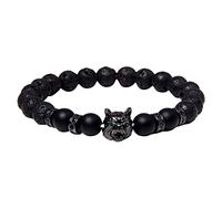 Générique Messaggio Regalo Gioielli Charm Testa di Lupo Con Perline Rotonde Bracciale Occhio Naturale Braccialetto Perline Per Braccialetto Perline Piccolo 8 Anelli, A, Pietra, Nessuna pietra preziosa