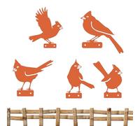 Générique Metal Birds Yard Decor, Rust Bird Metal Art Garden Stakes, Vintage Iron 5 Piece Signs for Flower Pot Planter Fence Branch Outdoor Yard Landscape Lawn Patio Birthday Party