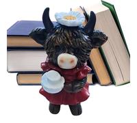 Générique Mini Highland Cow,Decorazione in resina di Highland | Statuetta di animale per ufficio, per bagno, adulti, cucina, camera da, soggiorno, Natale, matrimonio, ufficio, scaffale