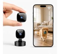 Générique Mini telecamera di sicurezza WiFi, sorveglianza interna wireless | Visione notturna e rilevamento del movimento, angolo a 360° per tenere d'occhio il bambino, l'animale domestico o la casa