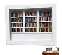 Générique Miniature Bookshelf Set, Wooden Colorful Bookshelf with 200 Tiny Books, 5,91 x 4,72 x 1,38 pollici Christmas Decorative Bookshelf for Desk Toys, Stress Relief Ornament