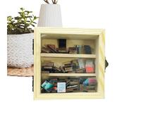 Générique Miniature Bookshelf, Wooden 3-Layer Bookcase, Compact Storage Shelf, About 8,5 x 8,5 cm Space-Saving Display, Decorative Accent Brown for Bedroom, Living Room, Study, Cafe