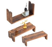 Générique | Miscele di visualizzazione in legno | Stand per cupcake in legno | Supporto per torta da dessert rettangolare vetrina per figurine pop decorazioni da tavolo in carbonio display cupcake