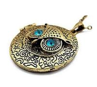 Générique Moda Ragazza Gioielli Da Sposa Vintage Blu Strass Occhio Gufo Medaglione Ciondolo Lunga Catena Collana Molto Pratica e Popolare Durevole e attraente