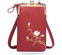 Générique Moda Telefono Borsa a Tracolla Donne Crossbody Mini Portafoglio PU Borsa Telefono con Porta Carte di Credito, Vino rosso, Black