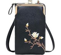 Générique Moda Telefono Borsa a Tracolla Donne Crossbody Mini Portafoglio PU Borsa Telefono con Porta Carte di Credito, Nero , Black