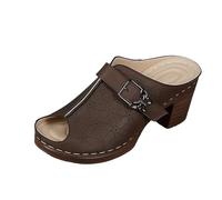 Générique Mules Donna Compensees Tacco Alto - Sandalo Donna Ete Chic E Confortevole Mules Punta Aperta Scarpe Traspirante Nudo Piedi Ortopedici Sandali Tacco Blocco Nudo Piedi Scarpe, marrone, 42 EU