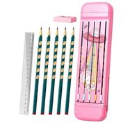 Générique Multifunctional Pencil Box, Divided Pencil Organizer Case, 23 x 6,5 x 1,5 cm Adorabile Hard Matita Box con 5 penne, design spazioso per ragazzi, ragazze, bambini, studenti, scuola, rosa, Se