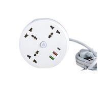 Générique Multipresa universale 1,8/2,8 m, con 3 prese e 3 porte USB, prolunga arrotolata a destra, multipresa retrattile per uffici, viaggi, hotel