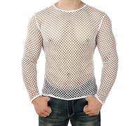 Générique Muscle Top Pullover Shirt Pantaloncini Casual Summer Sleeves Men's Mesh Camicetta Uomo, bianco, L