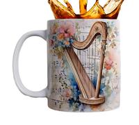 Générique Musical Instrument Coffee Tazza, Vintage Ceramic Tazza, Ceramic Coffee Mug, Musical Strumento Lovers Cup, 3,74 x 3,15 Inches Coffee Mug for Music Lover and Band Members, Lovers Cup