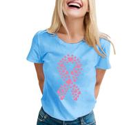 Générique Nastro Ottobre Rosa Donna Tshirt,Maglietta da donna chic ed elegante a maniche corte girocollo alto casual rosa di sensibilizzazione al cancro al seno di ottobre