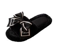 Générique Nere da donna Pantofole da donna con fiocco per la casa, stivali da neve, taglia 8, colore: nero, Le Noir, 36 EU