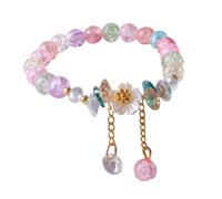 Générique Nero Bracciale In Acciaio Gioielli Stone Flower Bracciale Semi Gemstone Beaded Braccialetto Natale Blu San Valentino E Anelli, Taglia unica, Vetro, Senza Gemme