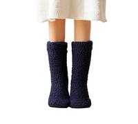 Générique Nero Con Rosa Inverno Moda Bedroom Wearing Plush Carpet Solid Color Socks Plush Thickened Sleep Stockings Bianco Ragazza 2 Anni, Marina, Taglia unica