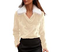 Générique Noel - Felpa da donna con cappuccio, da donna, in pile di Natale, per il tempo libero, per la primavera, l'autunno, le cime eleganti, addensare, beige, XXL