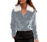 Générique Noel - Felpa da donna con cappuccio, da donna, in pile di Natale, per il tempo libero, per la primavera, l'autunno, le cime eleganti, addensare, grigio, XXXL