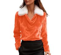 Générique Noel - Felpa da donna con cappuccio, da donna, in pile di Natale, per il tempo libero, per la primavera, l'autunno, le cime eleganti, addensare, arancione, L