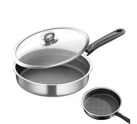 Générique Non Stick Skillets - Rapid Thermal Conduction Performance Kitchen Cookware Trasparente Lid, Induction Base + Impugnatura ergonomica | Food Grade Forged Aluminium - For Electric Stove & Home